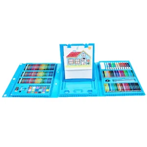 208-piece kids art set with easel, portable drawing kit with colored pencils markers, gift box
