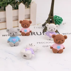 Süße Cartoon-Bär-Radiergummis mit Pullover-Design, perfektes Schreibwaren-Geschenk für Schüler.