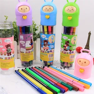 Ensemble de 12 stylos aquarelle à visage changeant créatif, mignons marqueurs d'art.