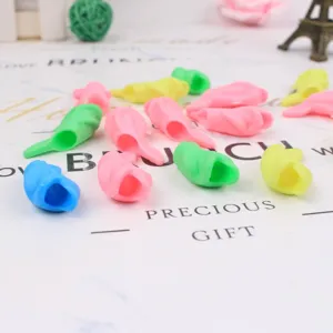 Colorful silicone pencil grips, cute fish shape writing posture corrector for kids students.