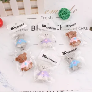 Süßes 3D Herz Bär Radiergummi Set, kreative Schüler Schreibwaren Geschenke Lernspielzeug.