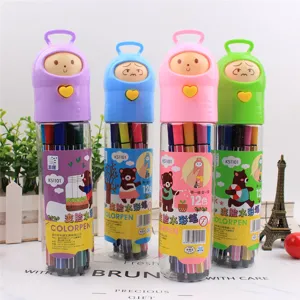 Joli lot de 12 feutres aquarelle à visage changeant pour enfants, marqueurs lavables amusants.