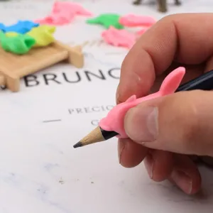 Dolphin silicone pencil grip for kids handwriting posture correction writing tool detail