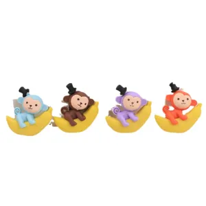Süßes Cartoon Affe auf Banane Radiergummi Set, kreative Tier Schreibwaren für Schüler Geschenke.