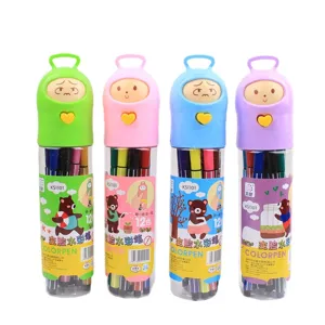 Ensemble de 12 crayons aquarelle changeant de visage, trousse mignonne pour art d'enfants.