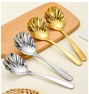 Ensemble de cuillères coquillage en acier inoxydable cuillère de service martelée