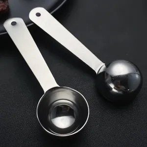 Stainless steel measuring spoon for kitchen baking, long handle coffee powder scoop.
