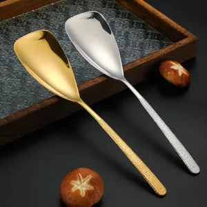Juego de cucharas de servicio de acero inoxidable, cucharas de cena con patron.