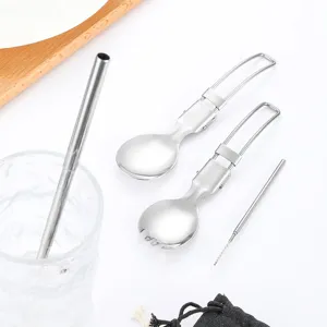 Ensemble de vaisselle pliable en acier inoxydable camping voyage extérieur vue principale
