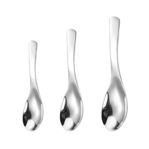 Set di cucchiai in acciaio inossidabile, cucchiaio da zuppa fondo rotondo e resistente.