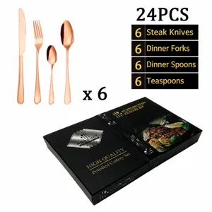 coffret de couverts en acier inoxydable or rose 24 pcs avec boîte cadeau élégante.