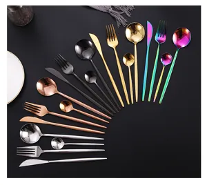 Juego de cubiertos de acero inoxidable 24 piezas tenedor cuchara cuchillo vajilla
