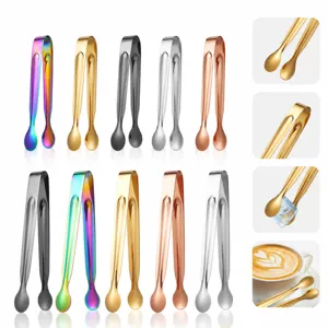 Stainless Steel Ice Tongs Kitchen Food Tongs Mini Sugar Tongs For Bar Cafe Ice Cube Clip Modern Minimalist Barware
