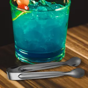 Stainless steel ice tongs for bar restaurant kitchen sugar cube serving tool metal clip.