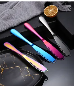 Stainless steel butter knife holed cheese spreader for bread jam breakfast kitchen tool 4pcs