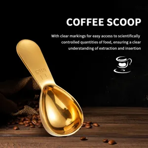 Cuillère à café en acier inoxydable doré avec échelle 15ml pour un brassage et une cuisson précis.