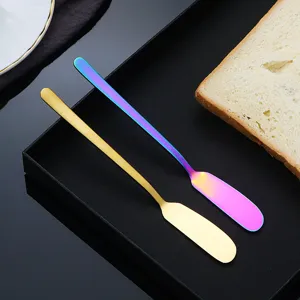 Ensemble de couteaux a beurre en acier inoxydable, dores et arc-en-ciel pour confiture.