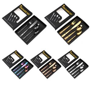 Set de couverts en acier inoxydable coffret cadeau 4 pièces avec poignée blé