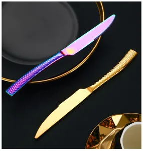 Set de couteaux à steak en acier inoxydable avec manche martelé, vaisselle de table.