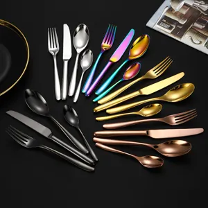 Stainless steel flatware set kitchen cutlery knife fork spoon premium 4-piece set