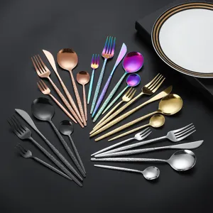 Stainless steel flatware set Portuguese hammer handle fork spoon kitchen dining tabletop