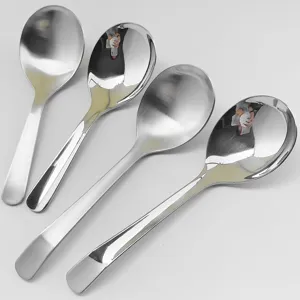 Stainless steel serving spoon set, large head soup spoon for home hotel restaurant use.