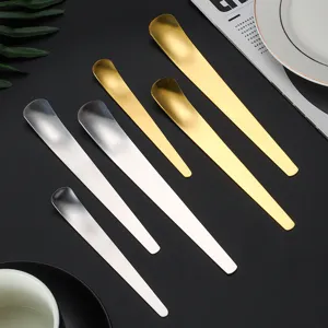 Cuchara de Helado Cuadrada Creativa de Acero Inoxidable Cuchara de Postre Cuchara de Café Oro Plata Pulido Vajilla