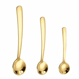 Gold stainless steel mini coffee spoon set seasoning salt spoon with size dimensions info