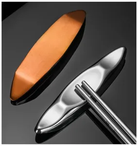 Stainless steel chopstick rest leaf shaped chopstick holder kitchen table accessory set