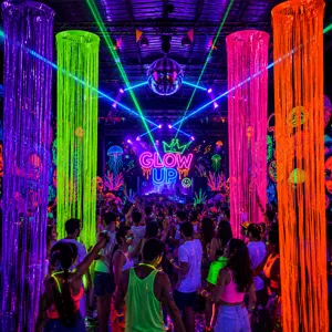 Cortina de flecos de fiesta de neón decoración colgante de techo guirlandas fluorescentes
