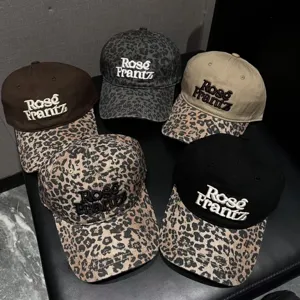 Gorra de béisbol bordada con estampado de leopardo retro, sombrero de sol casual y elegante.