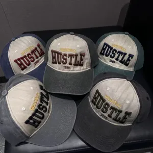 Vintage πλυμένο βαμβακερό κεντημένο baseball cap colorblock για άνδρες και γυναίκες