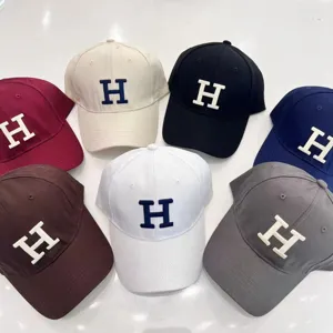Unisex Cotton Polyester Blend Baseball Cap Letter H Embroidered Adjustable Casual Sun Protection Outdoor Sports Hat