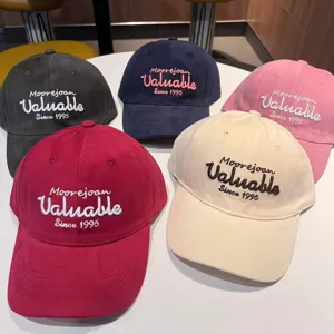 Unisex Washed Cotton Baseball Cap Embroidered Letter Vintage Casual Sun Protection Dad Hat For Men Women