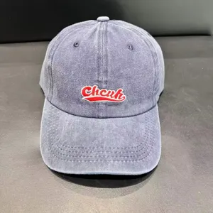 Cappellino da baseball in denim lavato da donna, cappello rétro con ricamo frontale.