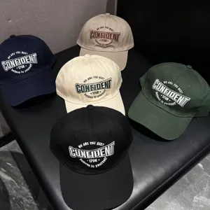 Unisex Cotton Blend Baseball Cap Letter Embroidery Adjustable Casual Sun Protection Hat For Men Women