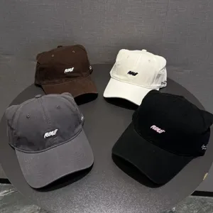 Women Cute Cat Ears Baseball Cap Casual Soft Top Polyester Cotton Embroidered Letter Adjustable Sport Hat