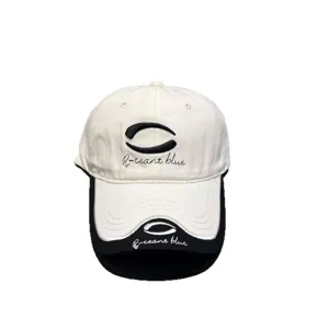 Color-blocked baseball cap for men and women, trendy casual outdoor sun protection hat.