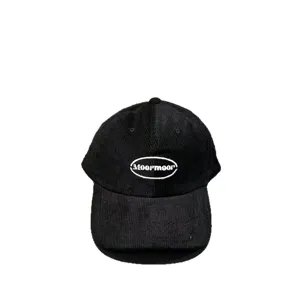 Retro corduroy baseball cap with embroidered logo, casual streetwear hat for daily wear