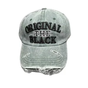 Vintage washed distressed baseball cap for women streetwear style retro curved brim hat