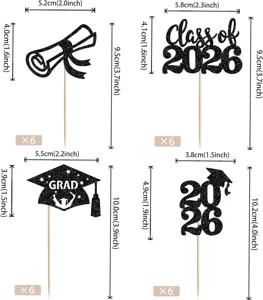 12 Stueck Abschluss Tortenaufleger Class of 2026 Party Dekoration Kuchen Stecker Set