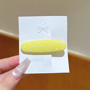 Molla per capelli a pois gialli stile coreano grazioso fermaglio ovale accessorio donna