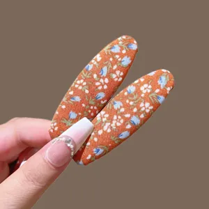Horquillas de pelo con clip de tela floral retro para mujeres, estilo pastoral dulce.