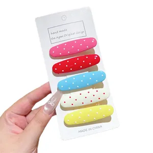 Fermaglio per capelli a pois colorati stile coreano clip ovale semplice e alla moda