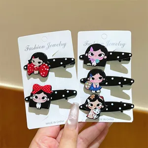 Dolce Fermaglio per Capelli con Fiocco Cartoon per Donne Ragazze in Acrilico Pois Clip a Becco d'Anatra Motivo Yuyu Accessorio Capelli
