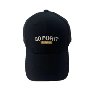 Classic black baseball hat for men and women, featuring stylish embroidered quote and curved brim.