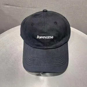 Classic black baseball cap with white Awesome embroidery, stylish casual cotton sun hat.