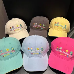 Women Casual Cotton Blend Baseball Cap Korean Style Embroidered Letter Floral Sun Protection Curved Brim Dad Hat