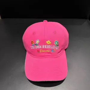 Korean style pink baseball cap for women, summer casual embroidered flower duck tongue hat.