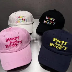 Unisex Cotton Polyester Blend Baseball Cap Candy Color Letter Embroidery Casual Adjustable Sun Hat For Women Men